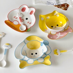 宠物陶瓷碗猫咪狗狗吃饭食盆罐头餐盘大口径可爱防黑下巴零食饭盆