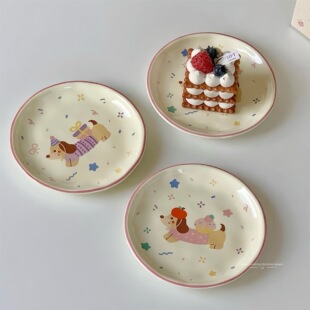 猫咪餐盘陶瓷宠物狗狗碗饭盆食盆吃饭喝水碗防黑下巴罐头冻干碟子