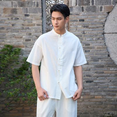 照本堂夏季新款棉麻衬衫