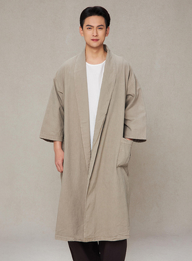 【照本堂】亲肤舒适宽松棉麻10支男女同款翻领开襟外套MW12477