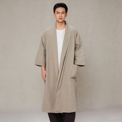 照本堂男女同款棉麻翻领开襟外套