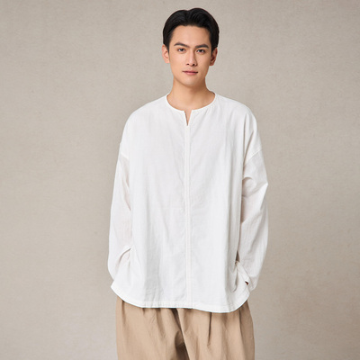 照本堂秋季新款舒适棉麻衬衫