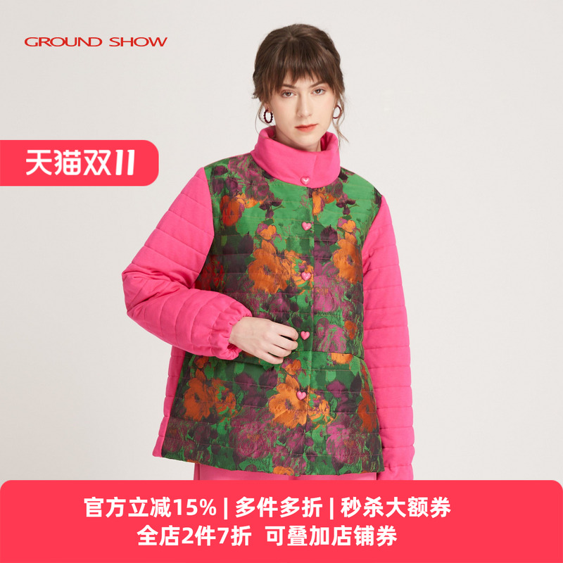 油画外套棉衣阁兰秀拼接撞色