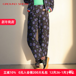 女肌理感休闲裤 印花直筒阔腿裤 宽松慵懒风 时尚 阁兰秀2025秋冬新款