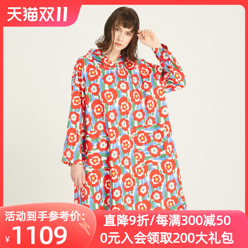 阁兰秀秋季新款长袖纯棉数码印花带帽衬衫连衣裙宽松减龄裙子怎么看?