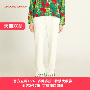 白色高腰阔腿直筒宽松休闲裤 阁兰秀2025年春秋款 简约 Show Ground