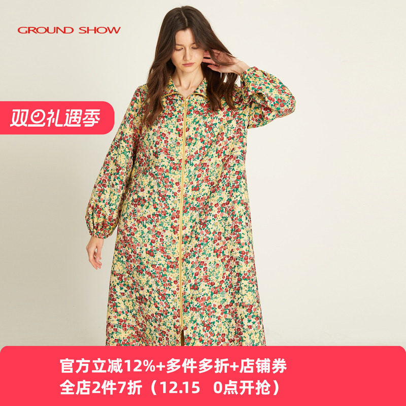 长款外套阁兰秀碎花减龄