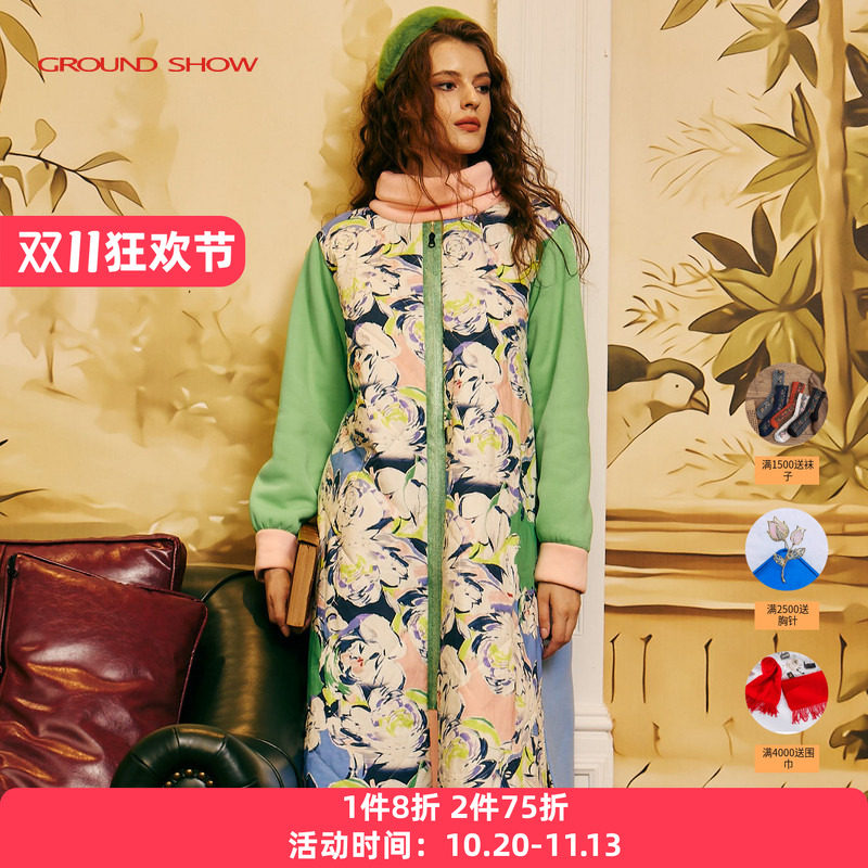 【商场同款】阁兰秀秋冬新品小清新棉服外套圆领保暖棉衣女装