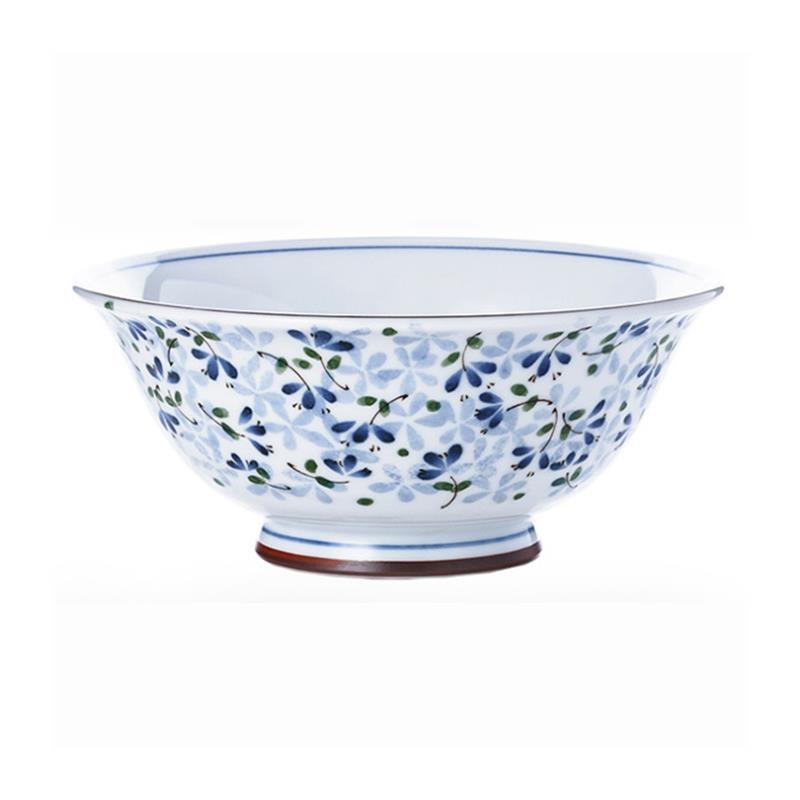 小蓝芽日式餐具大桥日厨陶瓷盘子家用米饭碗中号浅口高脚防烫圆碗图片