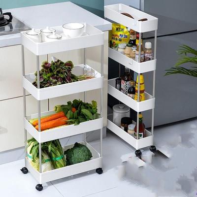 厨房置物架落地多层白色可移动小推车缝隙夹缝收纳架卫生间储物架