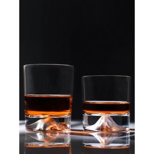 创意山河山景杯富士山玻璃透明冰山水杯雪山茶花杯个性化山峰酒杯