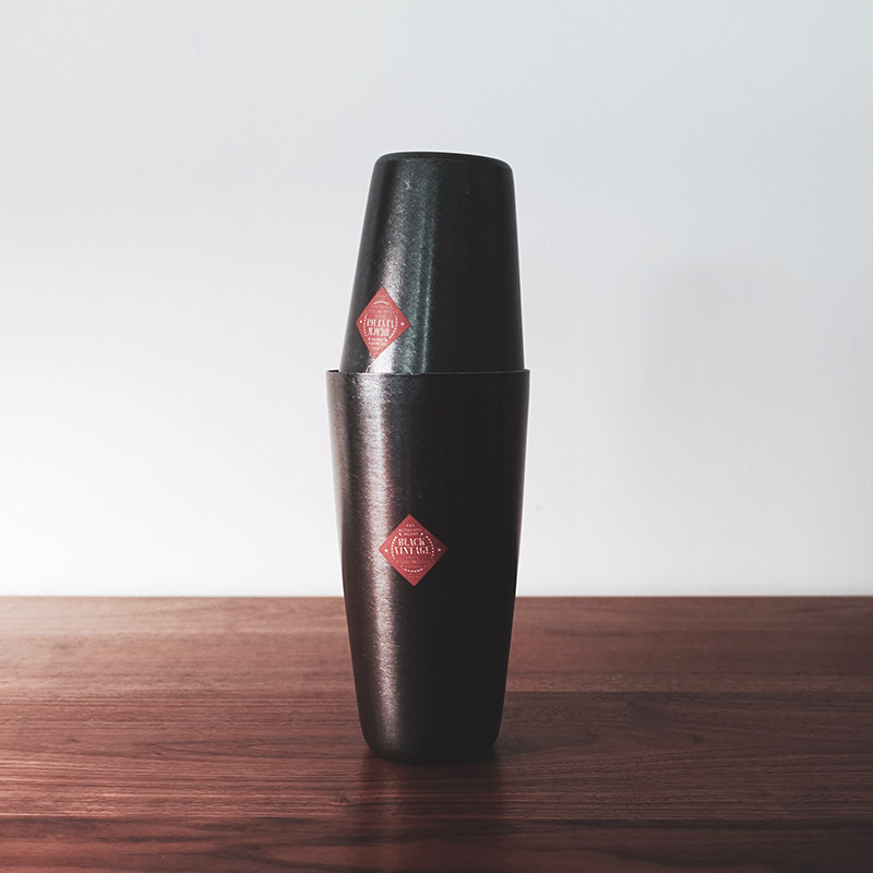 日本青芳制作所不锈钢复古黑色波士顿两段式酒吧鸡尾酒调酒器