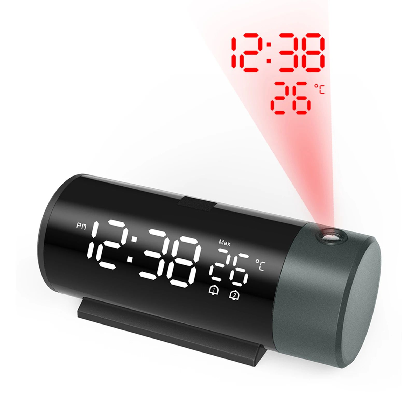 Projection Digital Alarm Clock with 180° Rotatable Projecto