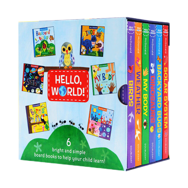 原版进口Hello World 你好,科学小世界 6册盒装英文原版绘本英文原版幼儿科学启蒙绘本纸板书科普启蒙低幼认知书