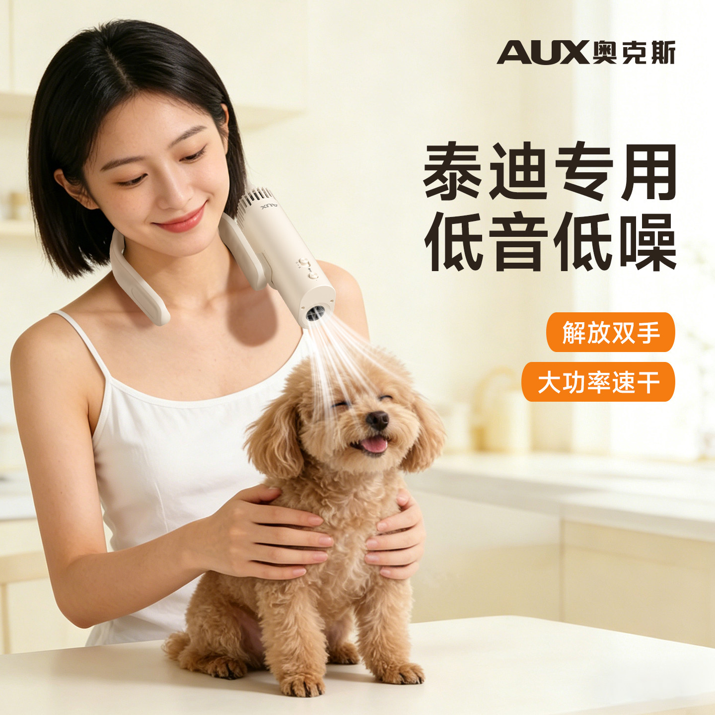 奥克斯泰迪专用挂脖宠物吹水机小型犬专用吹风机狗狗洗澡吹干神器