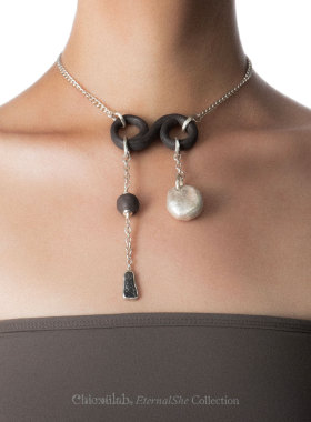 奇虚乐Chicxūlab 息壤Gaia 手工黑陶银釉 Sericho橄榄陨铁 项链