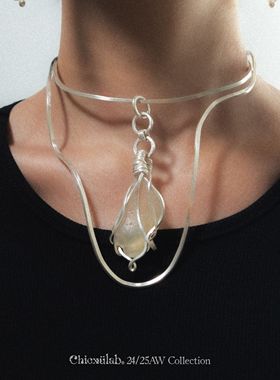 奇虚乐Chicxūlab 恒栖之环Symbiosis 利比亚陨石玻璃 素银项圈