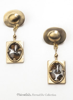 奇虚乐Chicxūlab 须弥Meru Sericho橄榄陨铁镶嵌 黄铜耳坠