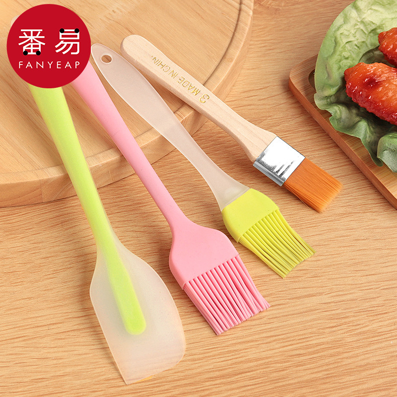 油刷A1P243-厨房烙饼烘焙用具硅胶刷毛刷煎饼家用烧烤刷软毛小