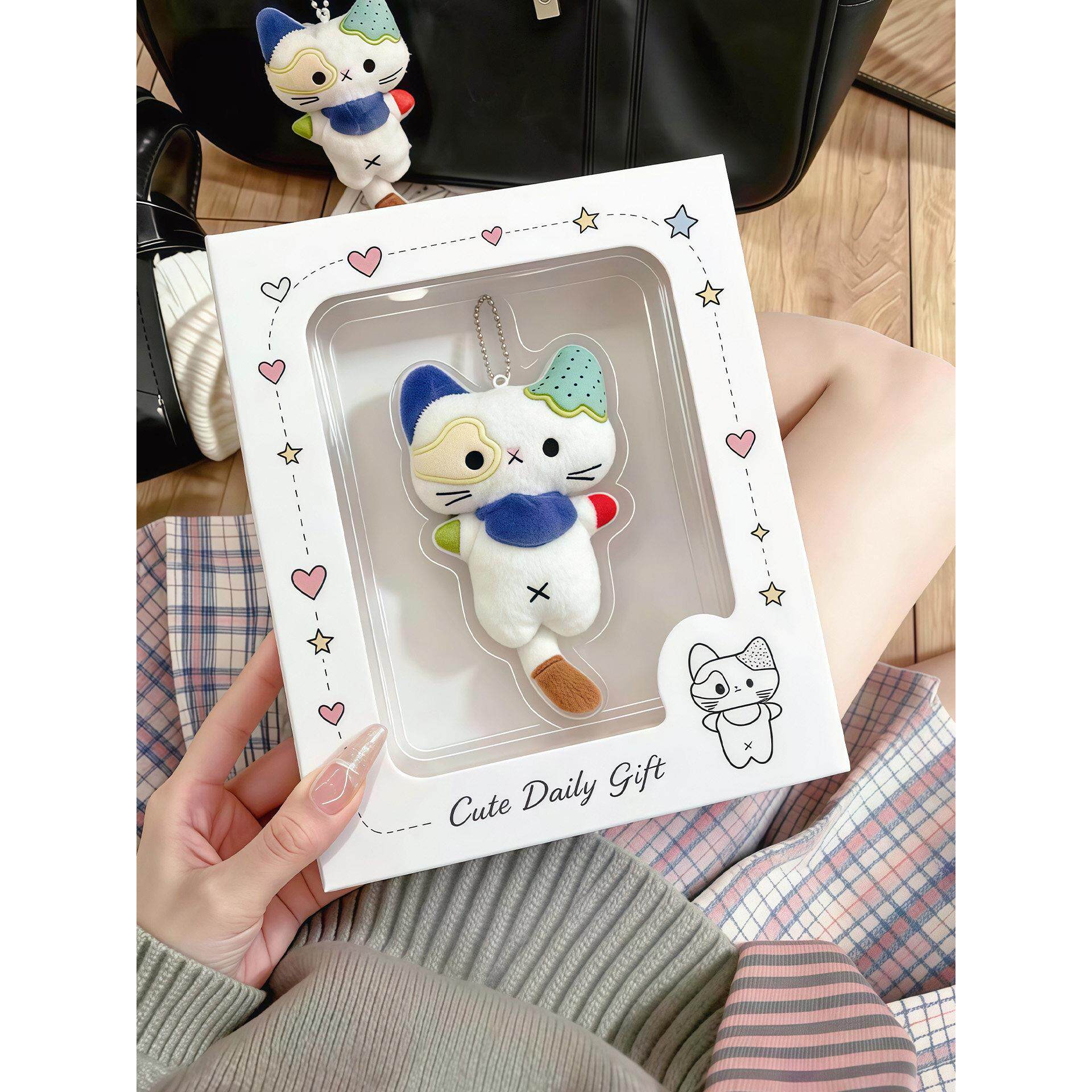 拼图猫咪挂件包包书包挂件可爱毛绒玩偶公仔钥匙扣挂饰送朋友礼物