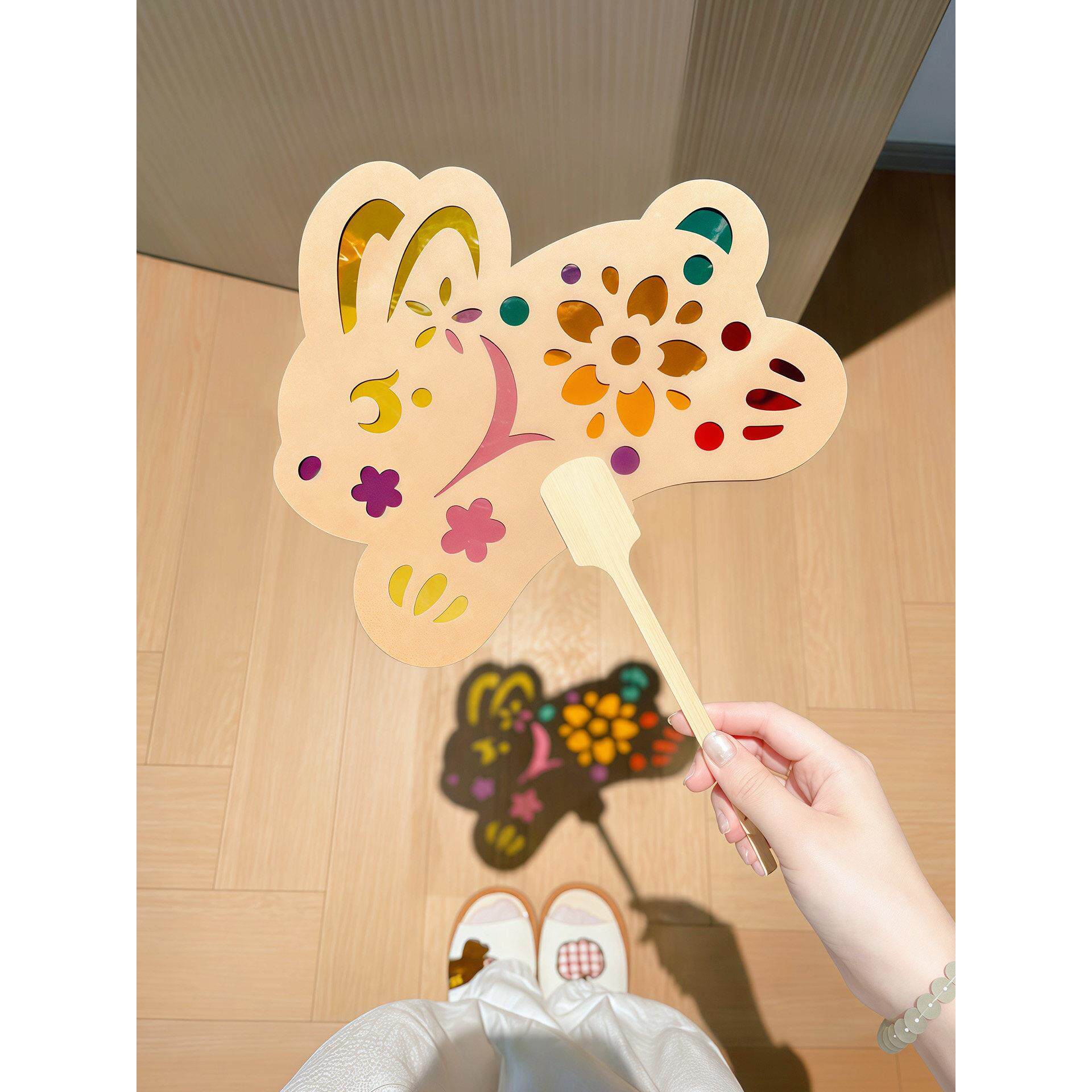 中秋节手工diy光影扇子材料儿童自制幼儿园亲子活动环创美术作业