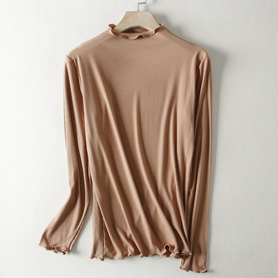 木耳边半高领长袖打底
