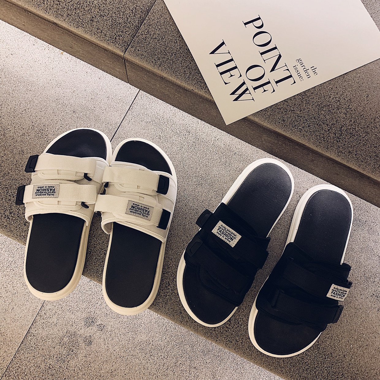 网红拖鞋男时尚外穿韩版一字拖情侣室外夏防滑凉鞋潮