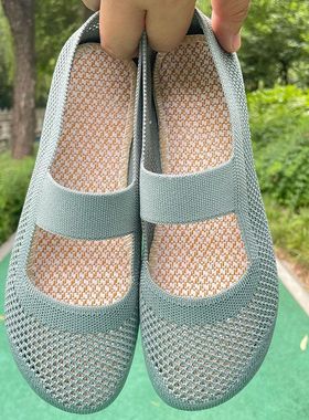 老北京布鞋女夏老人凉鞋防滑软底奶奶网鞋透气网面黑色妈妈鞋镂空