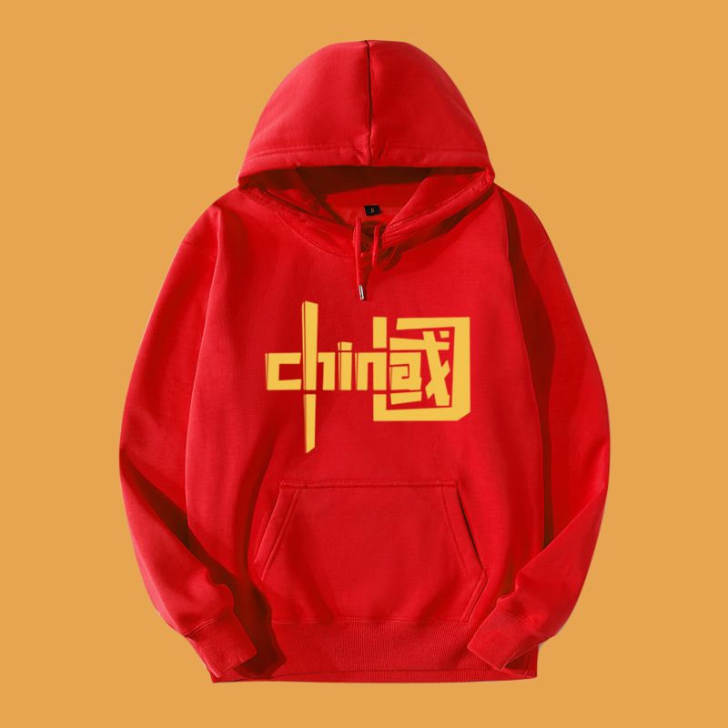 带卫衣红色上衣女装标志帽衫