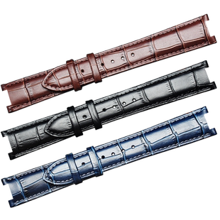 凹口定制真皮表带适配罗西尼天王西铁城LADYBUBBLE竹节纹手表带20