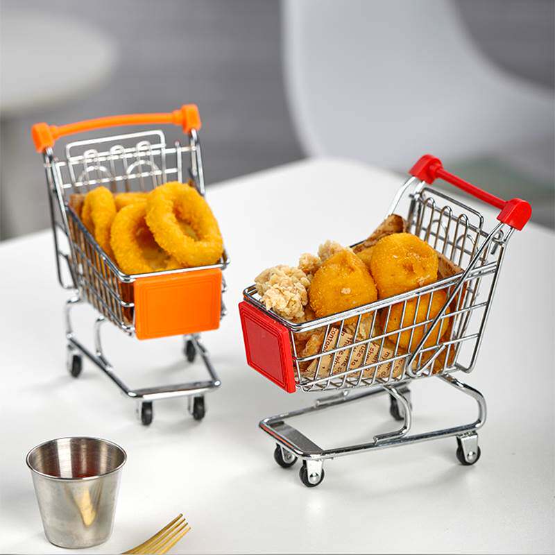 创意餐具快餐店餐厅酒店铁艺迷你购物车购物篮篮子薯条炸鸡架炸篮