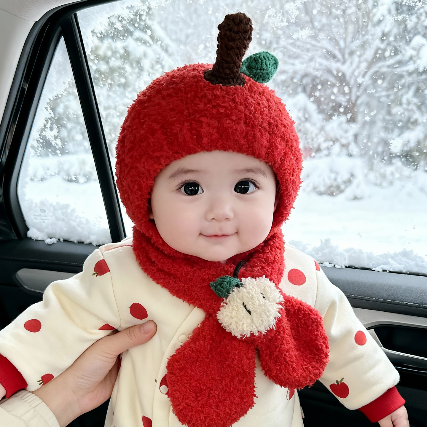 婴儿帽子秋冬季宝宝毛线帽红色苹果帽儿童洋气针织帽男童女童护耳,童装/婴儿装/亲子装,帽子,淘宝优惠券,粉丝福利购,淘宝优惠卷