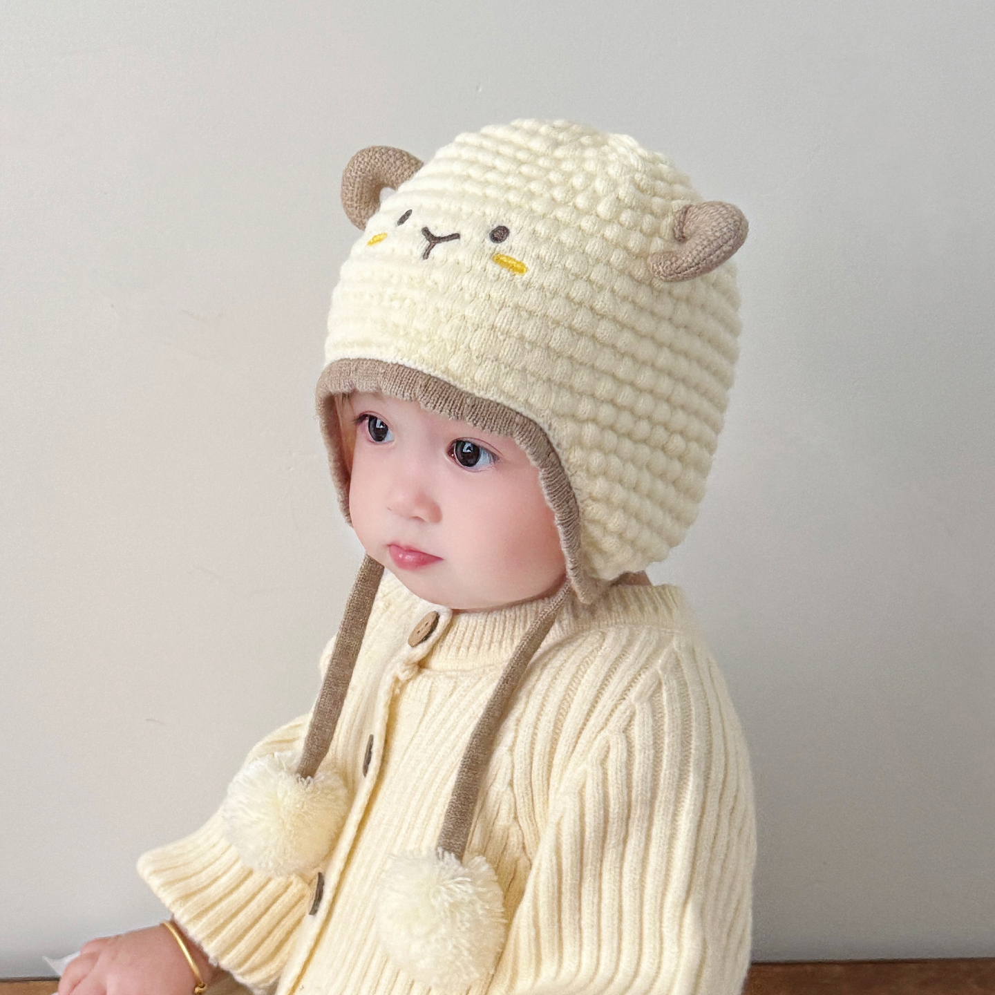 婴儿帽子秋冬季宝宝毛线帽儿童针织帽加厚男童护耳帽冬季女童新款