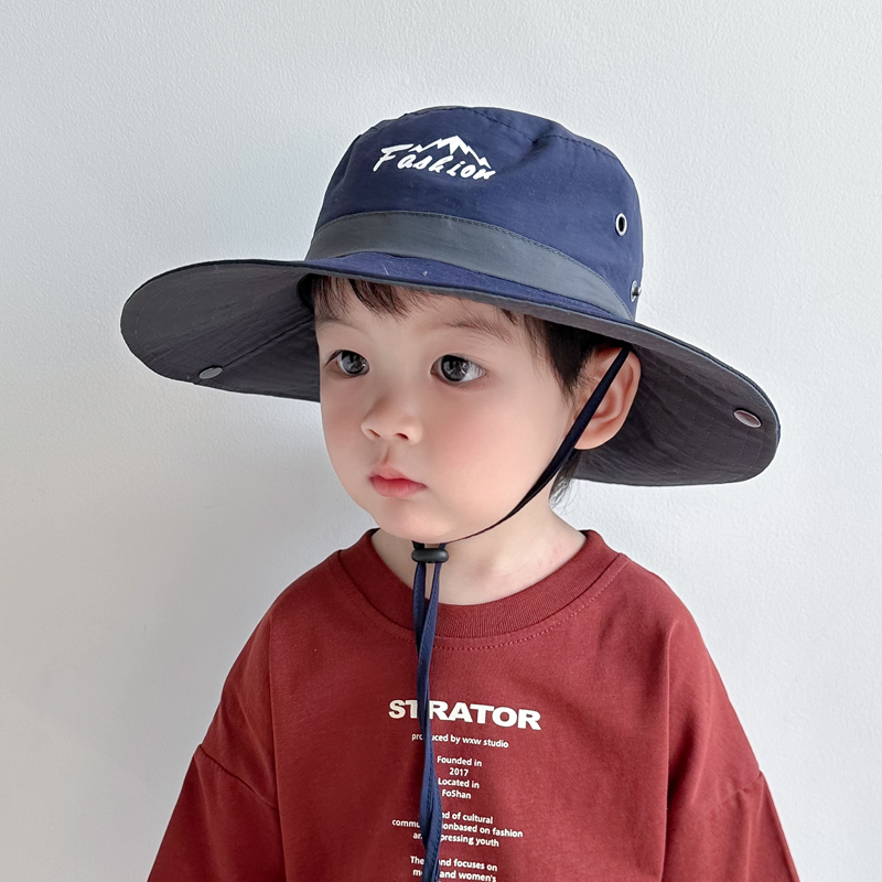 儿童防晒帽夏季宝宝帽子遮阳帽男童男宝宝大檐帽太阳帽渔夫帽新款