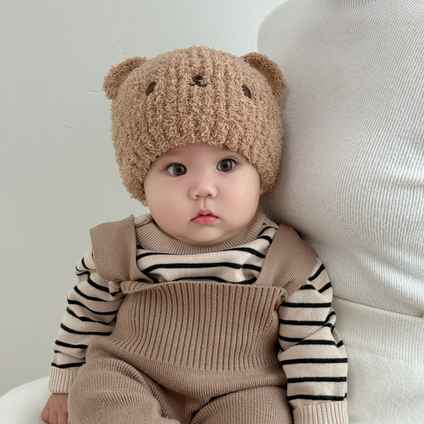 婴儿帽子秋冬季宝宝毛线帽针织帽男童护耳加厚婴幼儿毛绒帽保暖冬