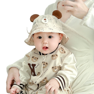 婴儿帽子夏季宝宝防晒帽遮阳帽幼儿渔夫帽男宝宝太阳帽婴幼儿春秋