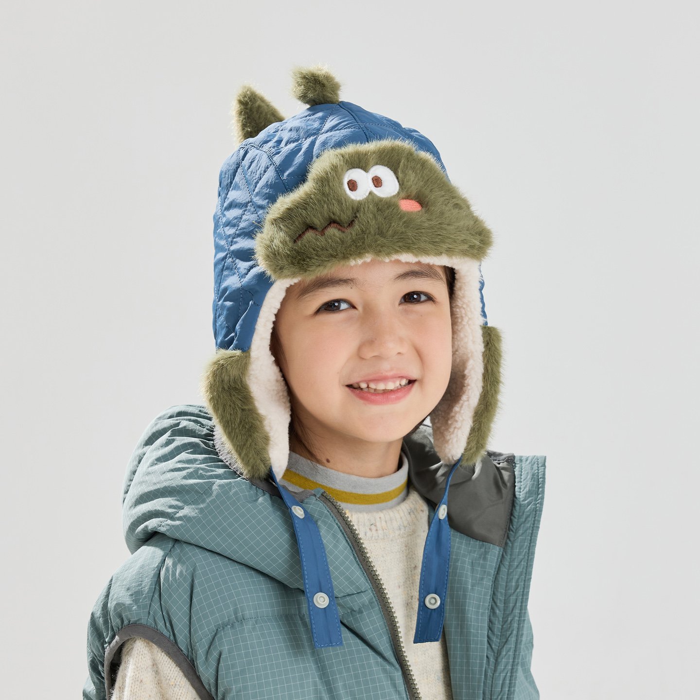 彼彼熊毛绒帽雷锋帽小恐龙可爱萌