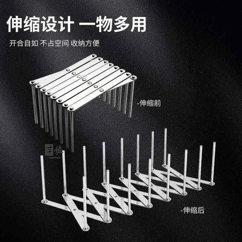 多用途置物架不锈钢碗碟盘架收纳沥水架厨房锅盖架通用架子可伸缩