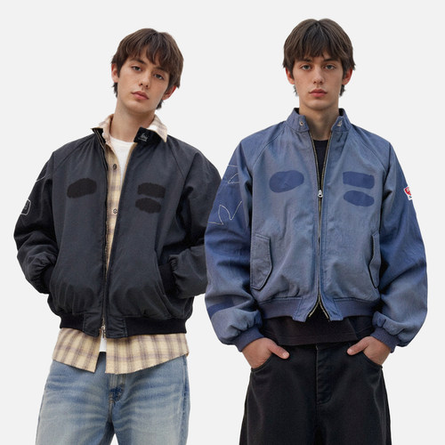 ATHIRI 哈灵顿G9赛车标志缝制刺绣棉质复古水洗冠军夹克外套