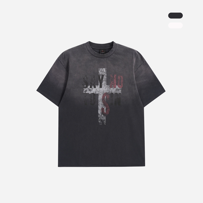 字母印花纯棉宽松T恤美式复古