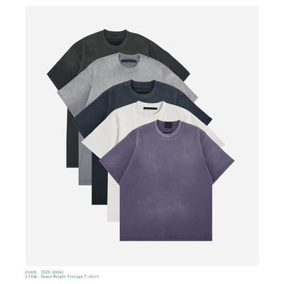 ATHIRI 阿苏特复古染色日晒褪色VTG单缝线绣花短袖t恤