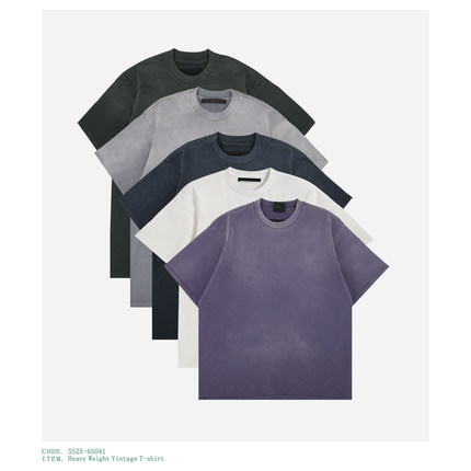 ATHIRI 阿苏特复古染色日晒褪色VTG单缝线绣花短袖t恤