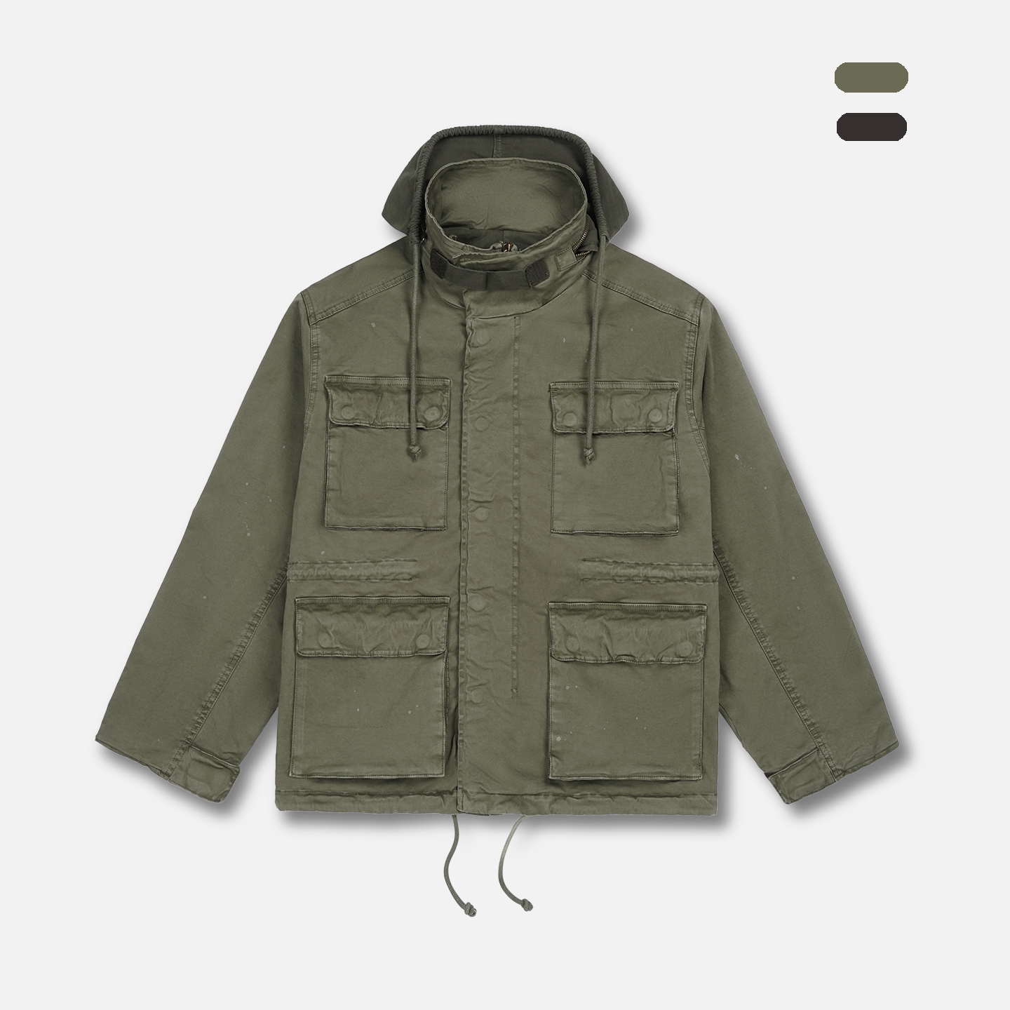 ATHIRI 美式复古猎装M65洗水做旧涂鸦外套宽松多口袋连帽工装夹克