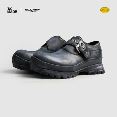 ATHIRIxTCMADExVibram联名monk孟克德比鞋牛皮擦色做旧厚底工装靴