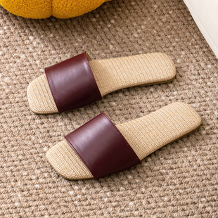 日式亚麻拖鞋夏天家居室内家用真羊皮地板凉拖鞋防滑情侣男女四季