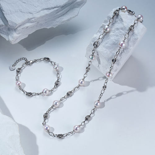 Meluxe美奈【猪鼻子】925银akoya海水珍珠项链手链巴洛克珍珠送礼