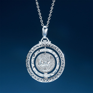 Meluxe美奈 送女友礼物 铂金八宝罗盘吊坠Pt950白金镂空圆盘时尚