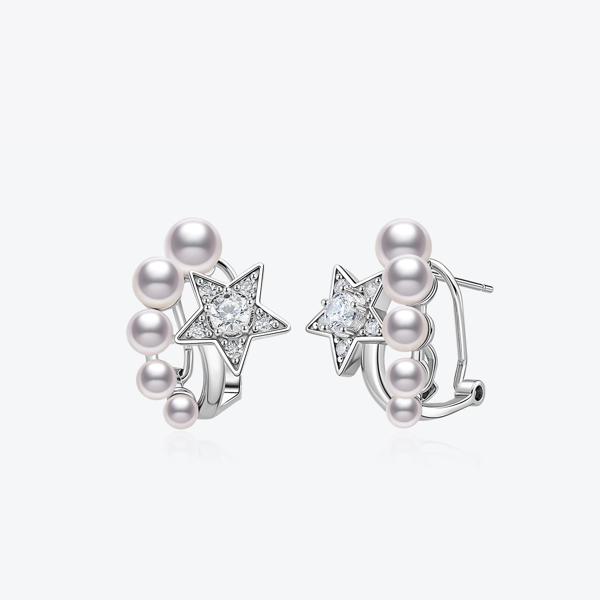 Meluxe美奈 五角星akoya海水珍珠耳饰轻奢百搭款耳钉耳环送女友