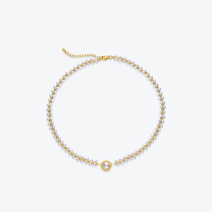 新款 淡水珍珠项链女秋冬季 百搭颈链 编织款 美奈摩登系列复古时尚