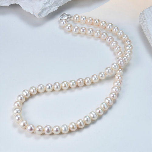 Meluxe美奈【爱心系列】S925银淡水珍珠项链椭圆形珍珠颈链锁骨链